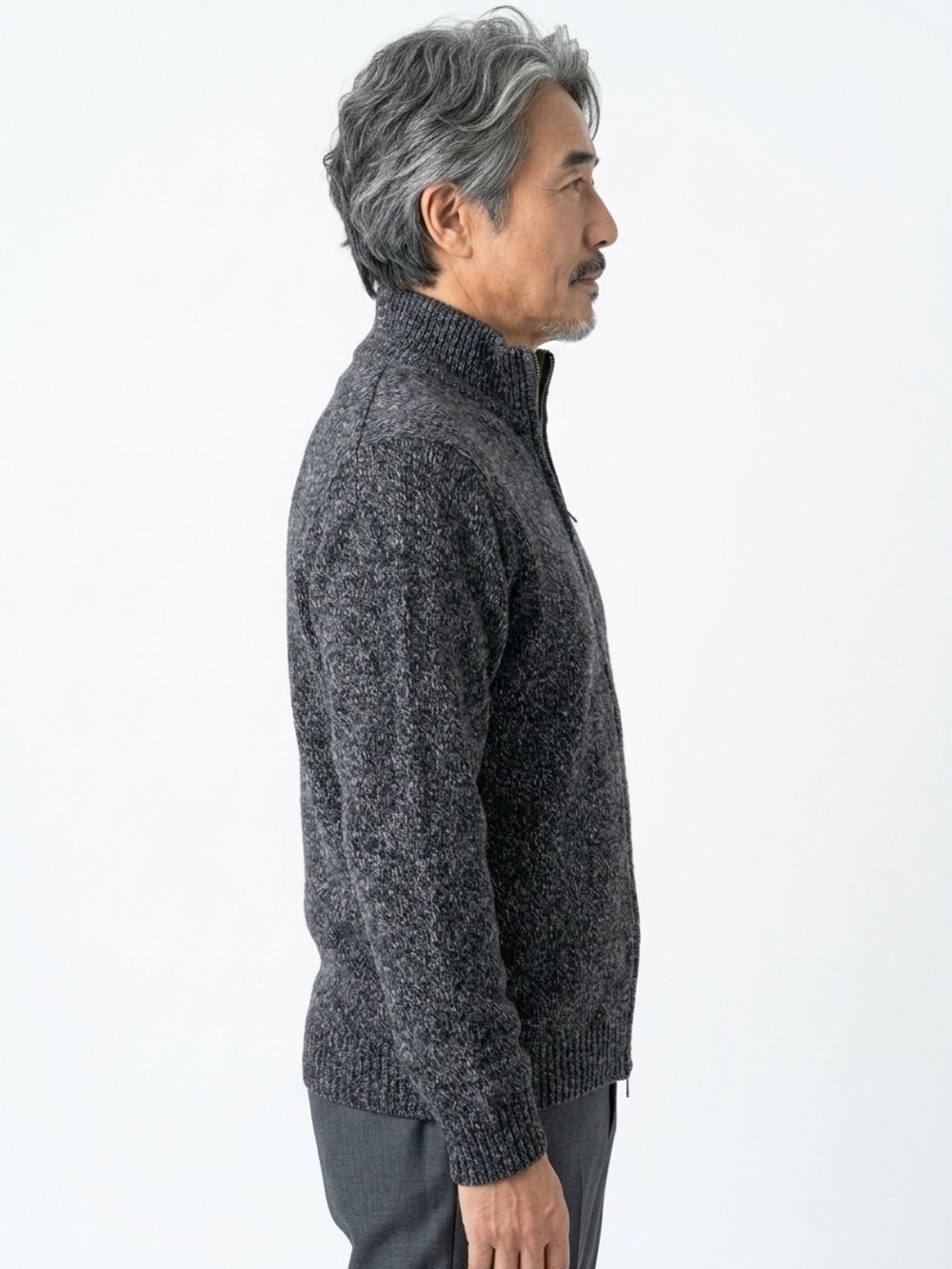 L.L. Bean Men's Charcoal Heather Zip-Up Sweater